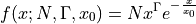 f(x; N, \Gamma, x_0) = N x^\Gamma e^{-\frac{x}{x_0}}